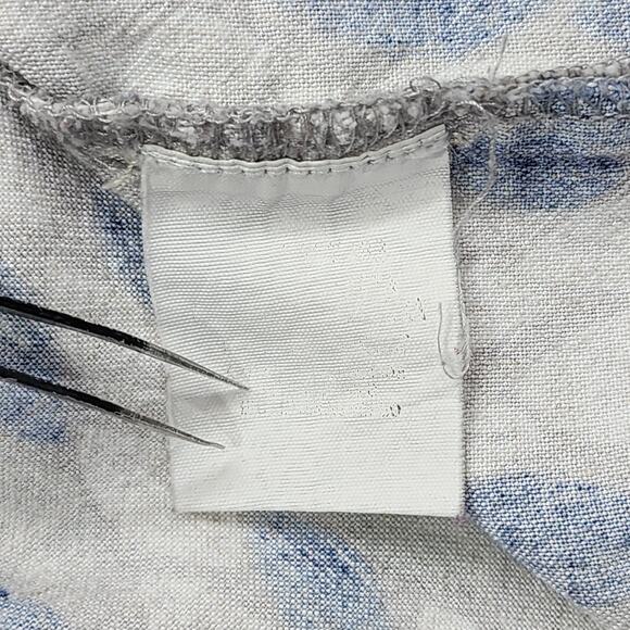 Vintage Columbia Shirt Mens M Blue Gray Flax Blend Leave Print Short Sleeves - Picture 7 of 10